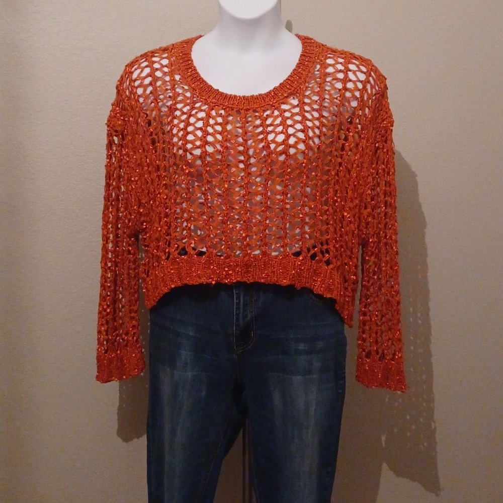 CECICO NETTED CROP SWEATER